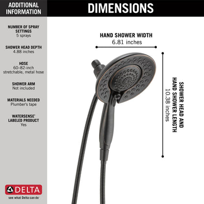 Delta Universal Showering In2ition 5-Setting Two-in-One Shower - 58569