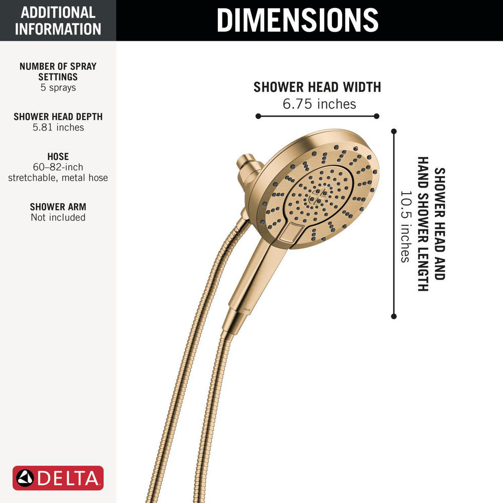 Delta 5-Setting In2ition Two-in-One Shower with ProClean - 58596