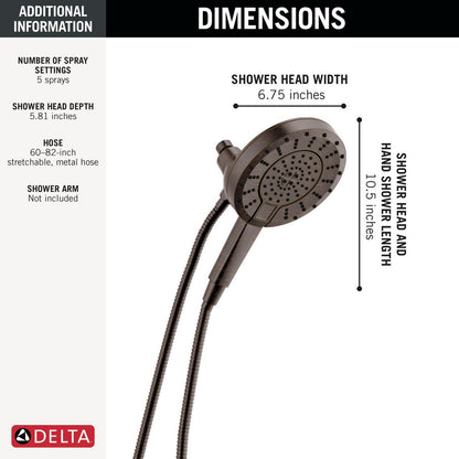 Delta 5-Setting In2ition Two-in-One Shower with ProClean - 58596