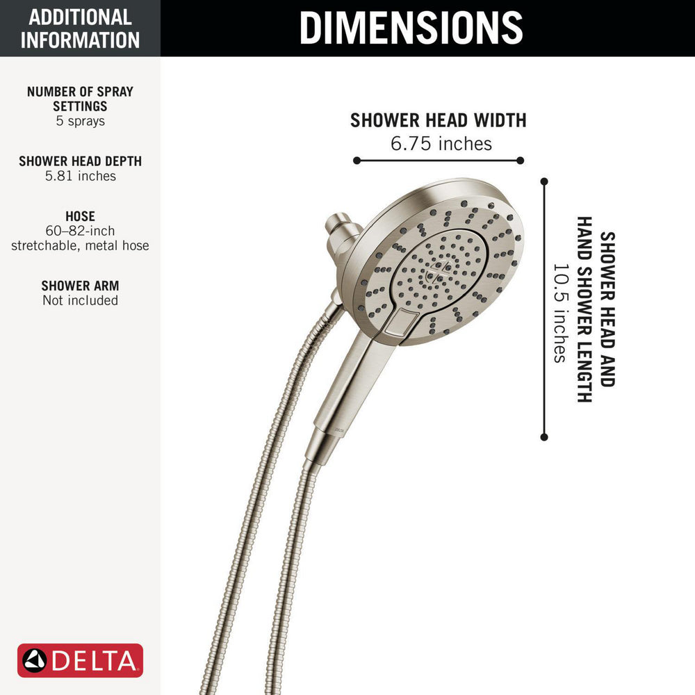 Delta 5-Setting In2ition Two-in-One Shower with ProClean - 58596