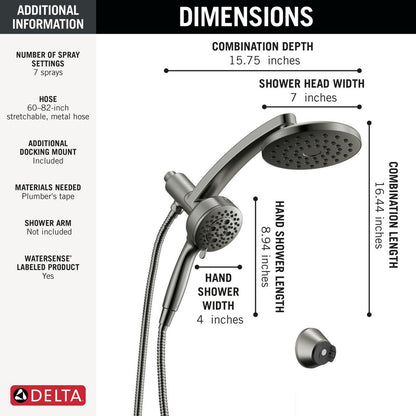 Delta PivotPro 3-in-1 Combination Shower 1.75 GPM - 58600-BL25