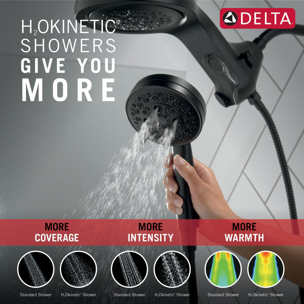 Pomme de douche deux-en-un Delta Universal Showering HydroRain H2Okinetic à 5 réglages - 58680