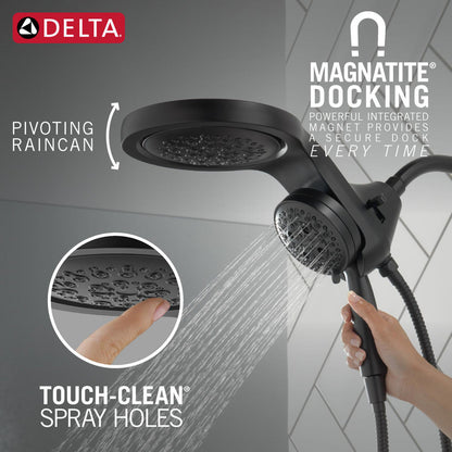 Pomme de douche deux-en-un Delta Universal Showering HydroRain H2Okinetic à 5 réglages - 58680