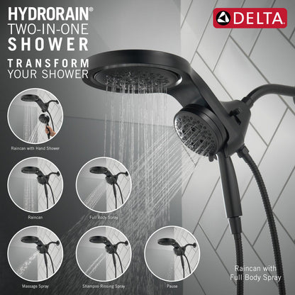 Pomme de douche deux-en-un Delta Universal Showering HydroRain H2Okinetic à 5 réglages - 58680