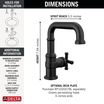 Robinet de salle de bain Delta Broderick à poignée unique - 587SH
