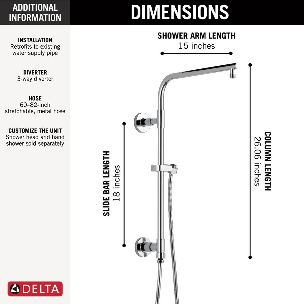 Colonne de douche ronde 18 po Delta Universal Showering Emerge - 58810