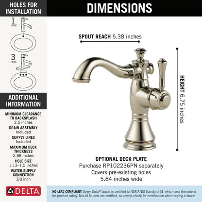 Delta Cassidy Single Handle Bathroom Faucet - 597LF