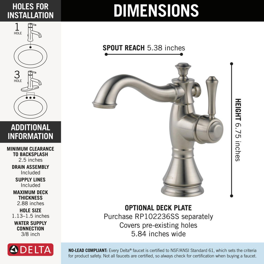 Delta Cassidy Single Handle Bathroom Faucet - 597LF