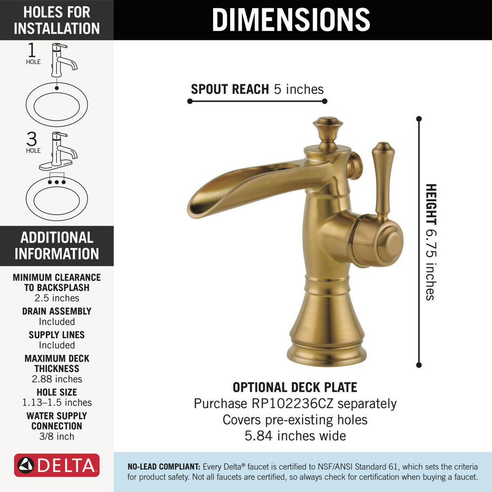 Delta Cassidy Single Handle Channel Bathroom Faucet - 598LF
