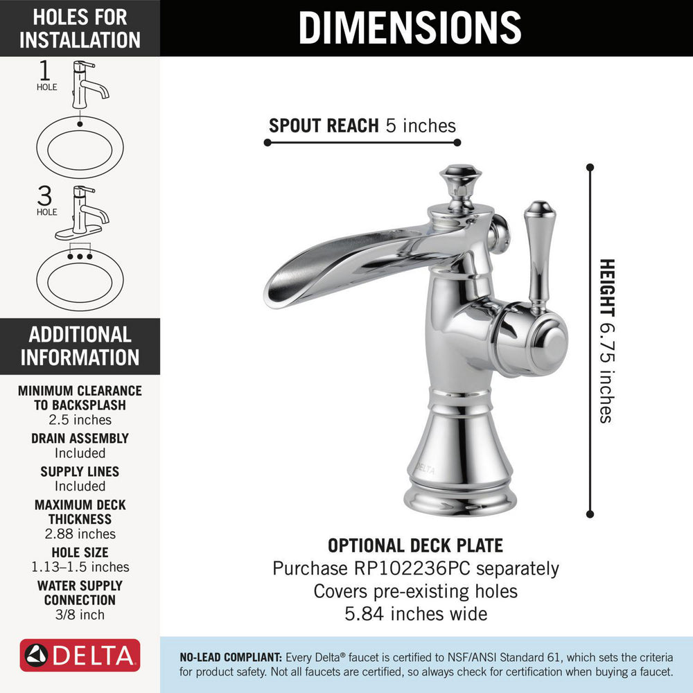Delta Cassidy Single Handle Channel Bathroom Faucet - 598LF