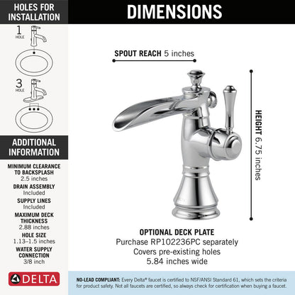 Delta Cassidy Single Handle Channel Bathroom Faucet - 598LF