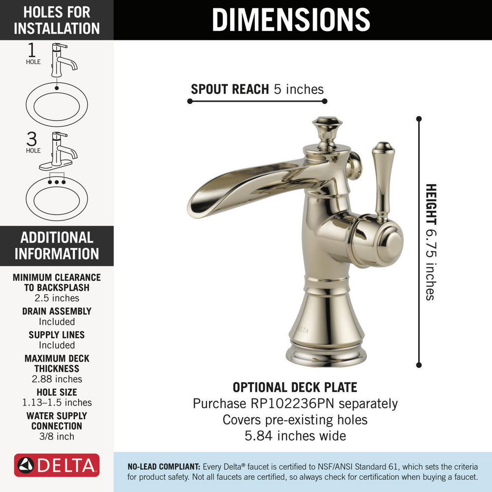 Delta Cassidy Single Handle Channel Bathroom Faucet - 598LF
