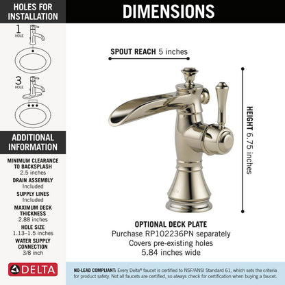 Delta Cassidy Single Handle Channel Bathroom Faucet - 598LF