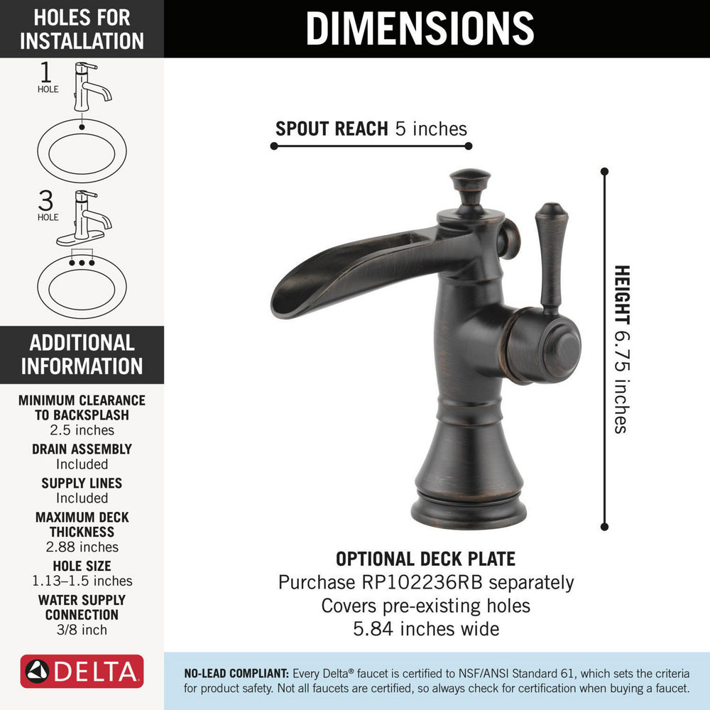Delta Cassidy Single Handle Channel Bathroom Faucet - 598LF