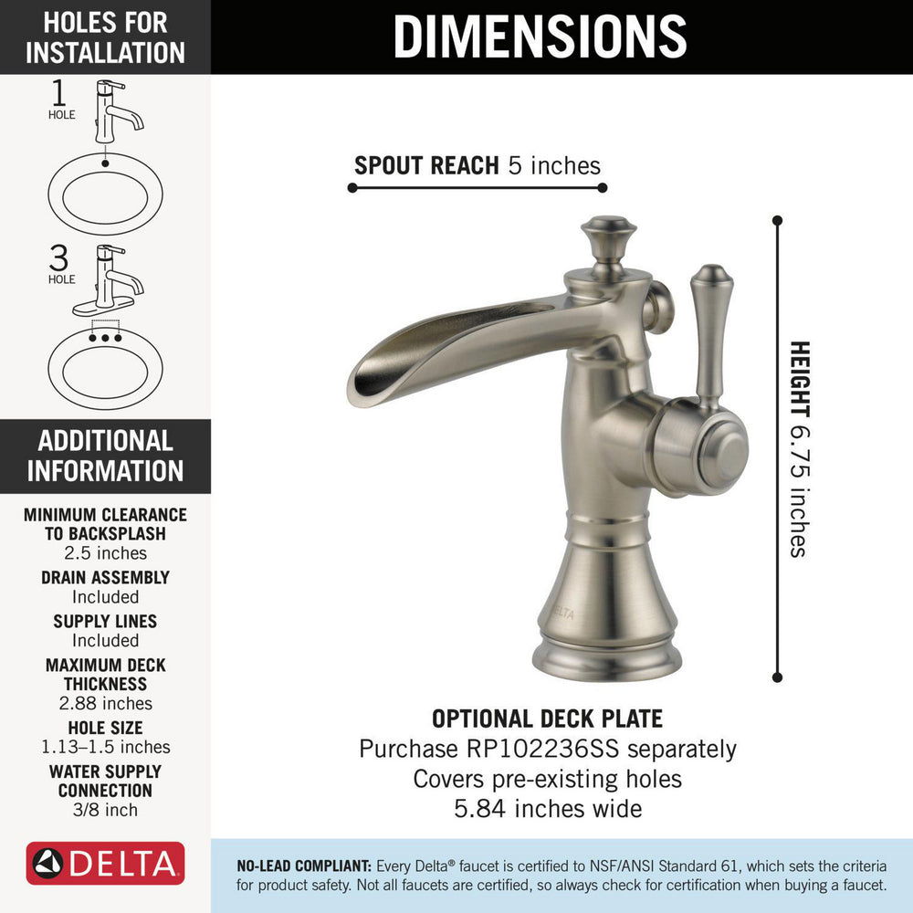 Delta Cassidy Single Handle Channel Bathroom Faucet - 598LF