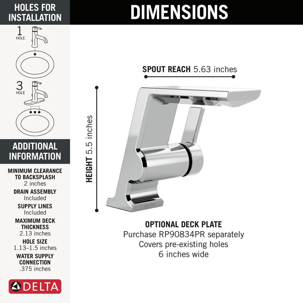 Robinet de salle de bain Delta Pivotal monotrou avec drain - 599