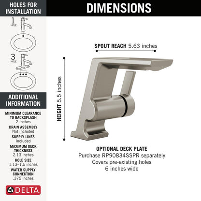 Delta Pivotal Single Handle Bathroom Faucet Less Drain - 599