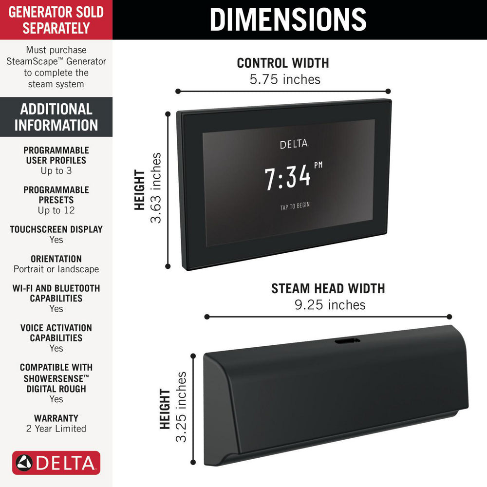 Delta SteamScape Deluxe System Unilateral Digital Steam Package - 5CB-550L