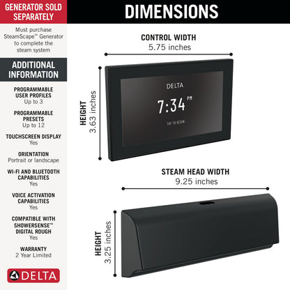 Delta SteamScape Deluxe System Unilateral Digital Steam Package - 5CB-550L