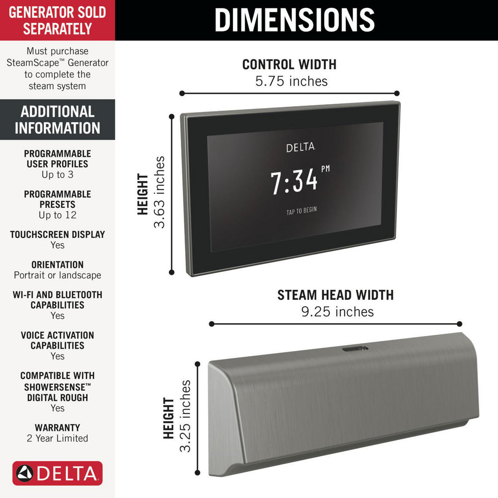 Delta SteamScape Deluxe System Unilateral Digital Steam Package - 5CB-550L