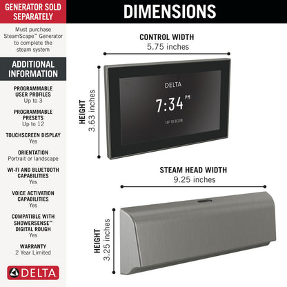 Delta SteamScape Deluxe System Unilateral Digital Steam Package - 5CB-550L