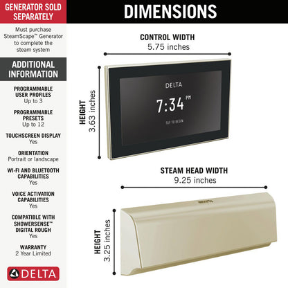 Delta SteamScape Deluxe System Unilateral Digital Steam Package - 5CB-550L
