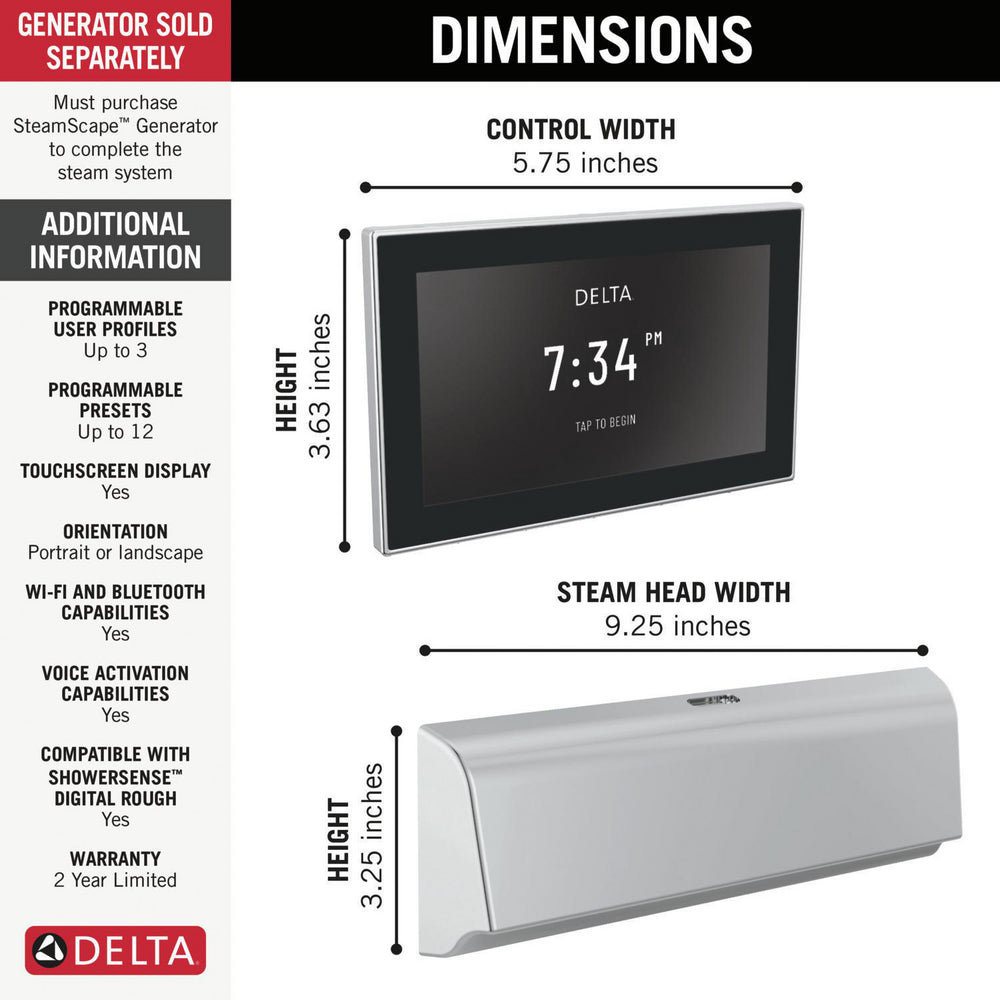 Delta SteamScape Deluxe System Unilateral Digital Steam Package - 5CB-550L