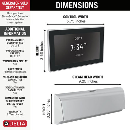 Delta SteamScape Deluxe System Unilateral Digital Steam Package - 5CB-550L
