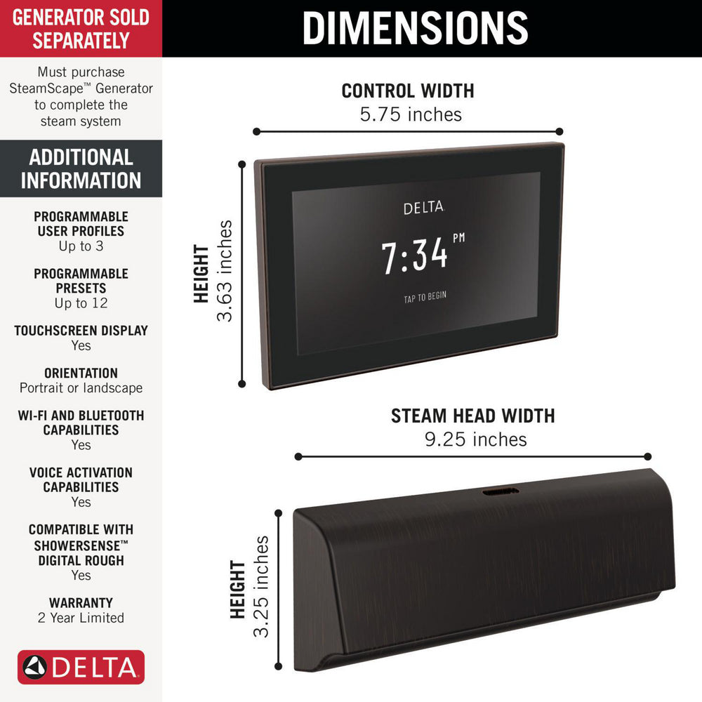 Delta SteamScape Deluxe System Unilateral Digital Steam Package - 5CB-550L