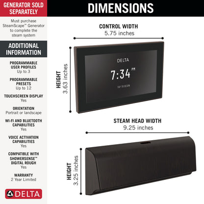 Delta SteamScape Deluxe System Unilateral Digital Steam Package - 5CB-550L