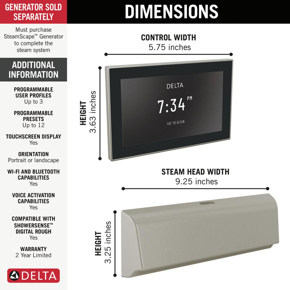 Delta SteamScape Deluxe System Unilateral Digital Steam Package - 5CB-550L
