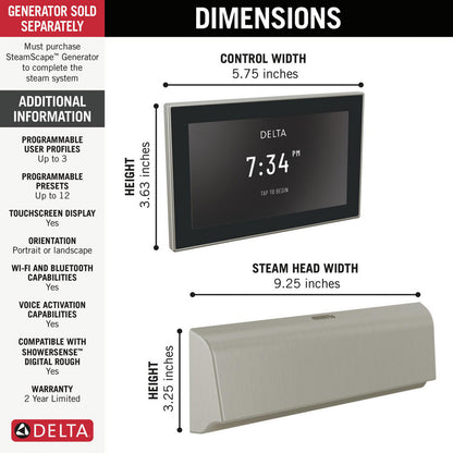 Delta SteamScape Deluxe System Unilateral Digital Steam Package - 5CB-550L