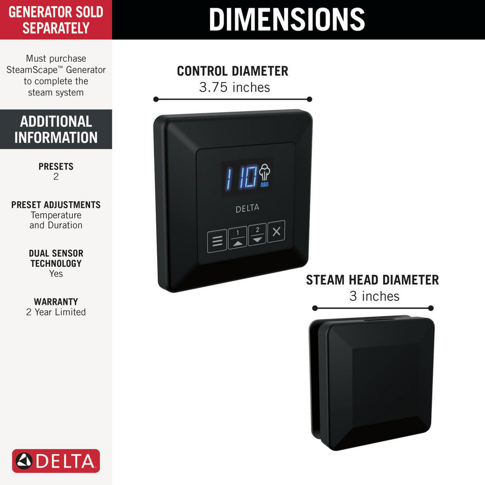 Delta SteamScape Classic System Square Steam Package - 5CH-250T