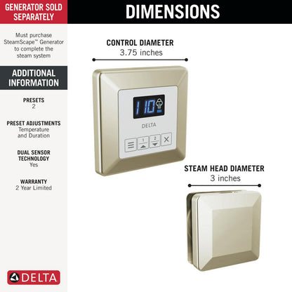 Delta SteamScape Classic System Square Steam Package - 5CH-250T