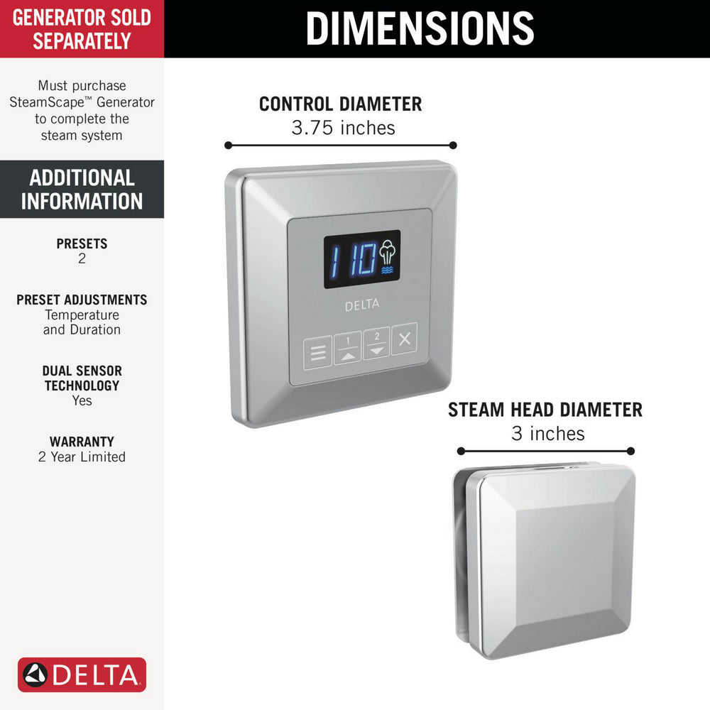 Delta SteamScape Classic System Square Steam Package - 5CH-250T