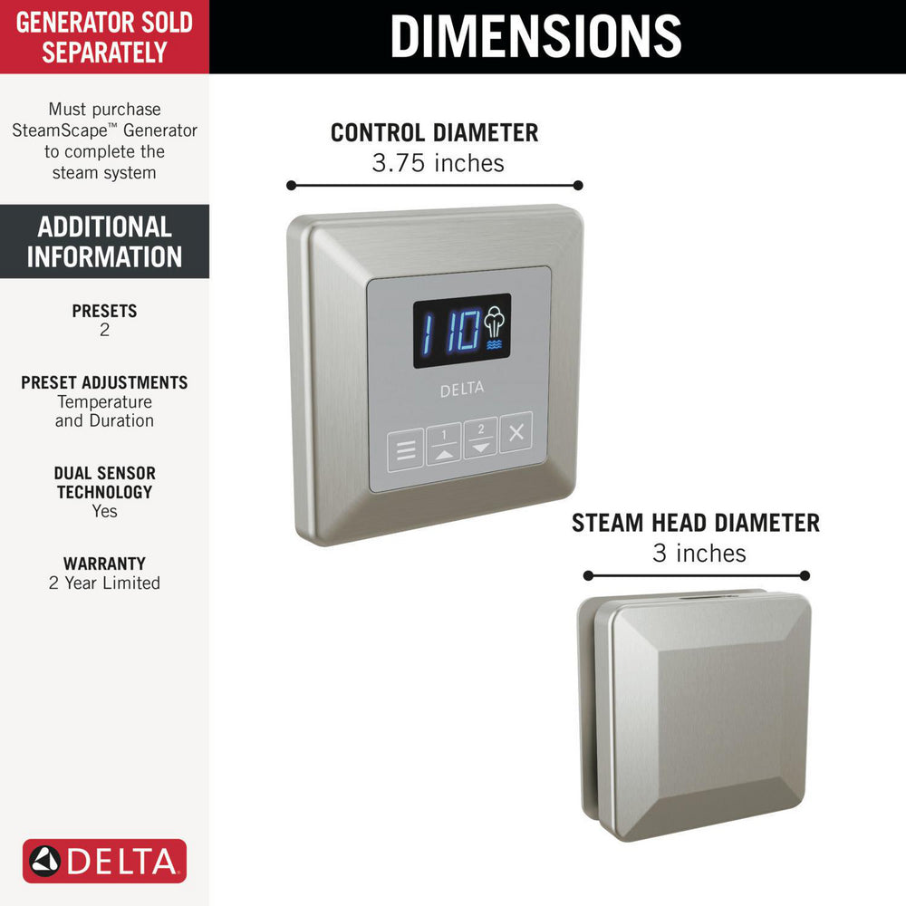 Delta SteamScape Classic System Square Steam Package - 5CH-250T