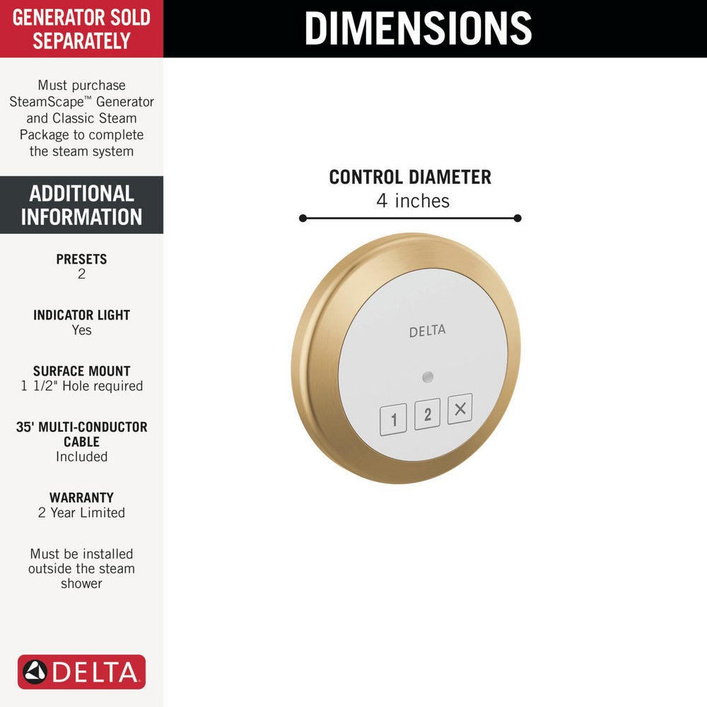 Système classique Delta SteamScape – Commande de vapeur extérieure ronde – 5CN-220R