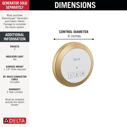 Système classique Delta SteamScape – Commande de vapeur extérieure ronde – 5CN-220R