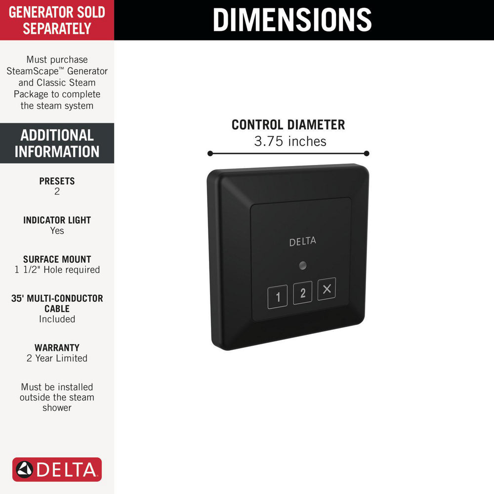 Commande vapeur extérieure carrée Delta SteamScape Classic System - 5CN-220T