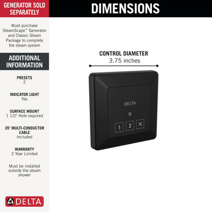 Commande vapeur extérieure carrée Delta SteamScape Classic System - 5CN-220T