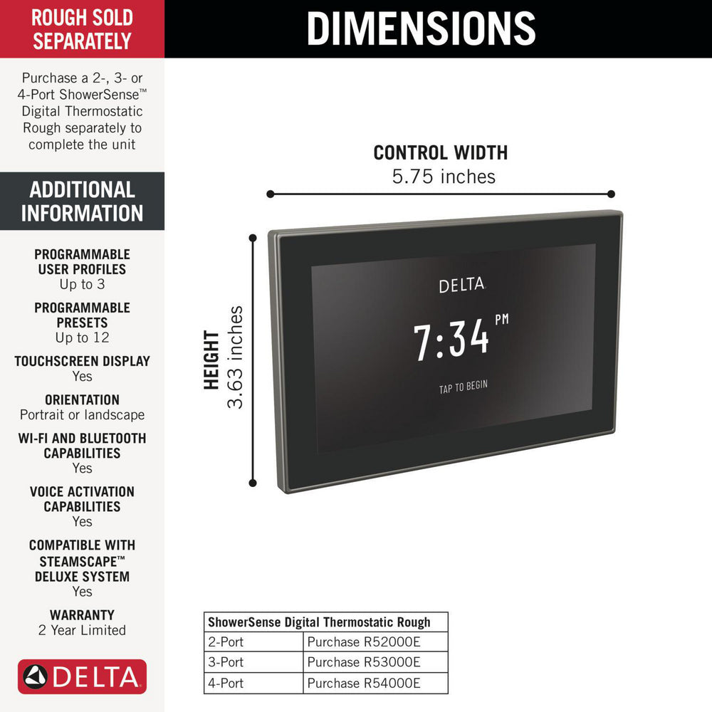 Interface numérique de douche Delta Showersense Digital - 5CN