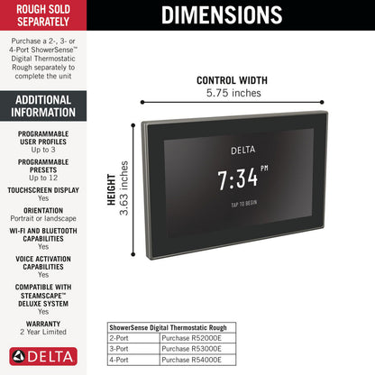 Interface numérique de douche Delta Showersense Digital - 5CN