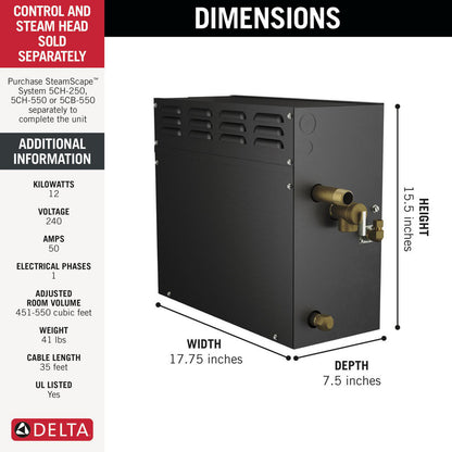 Delta SteamScape 12kW Steam Generator 240V 1ph - 5GE-SMP12