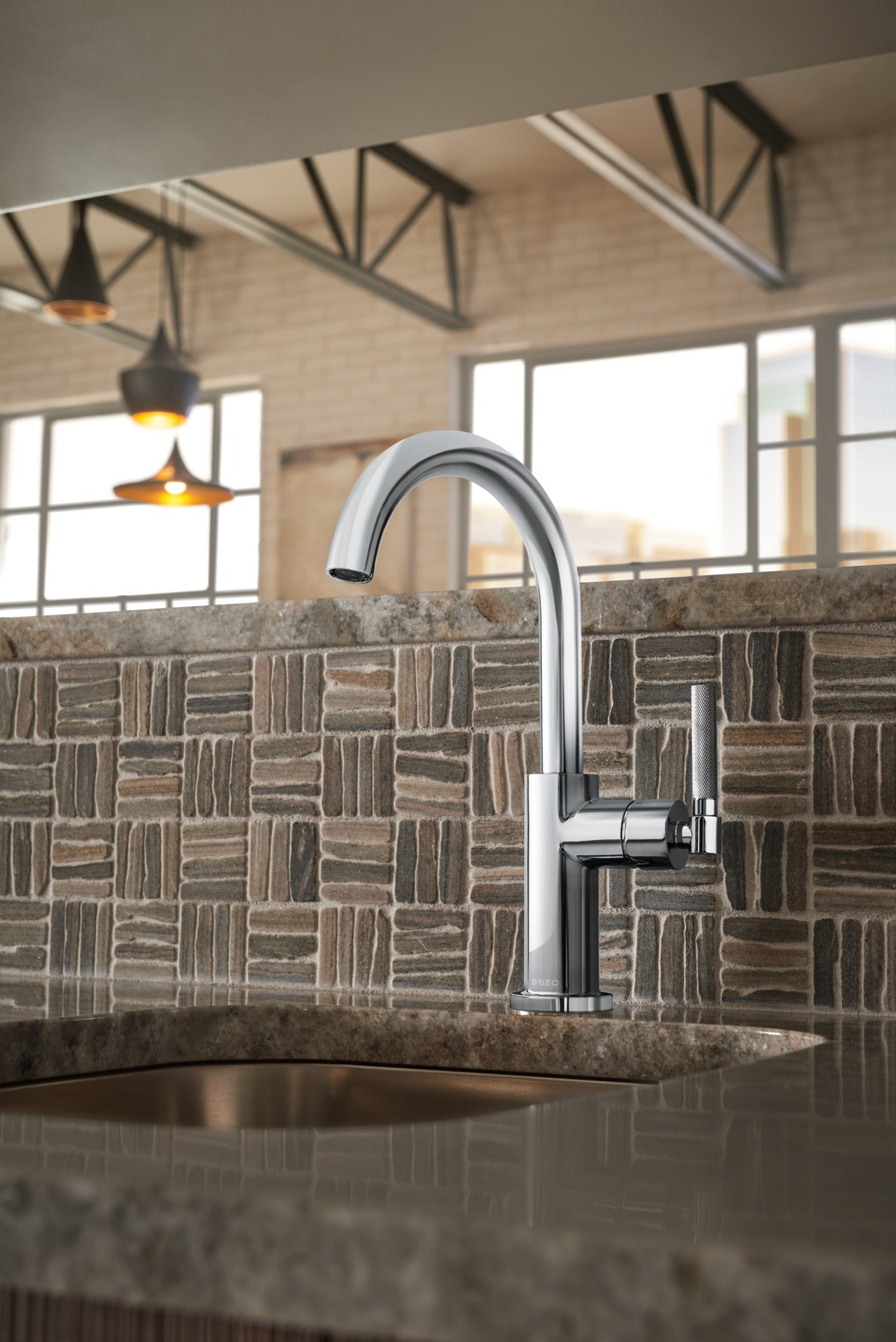 Brizo Litze Bar Faucet with Arc Spout and Knurled Handle Kit - 61043LF