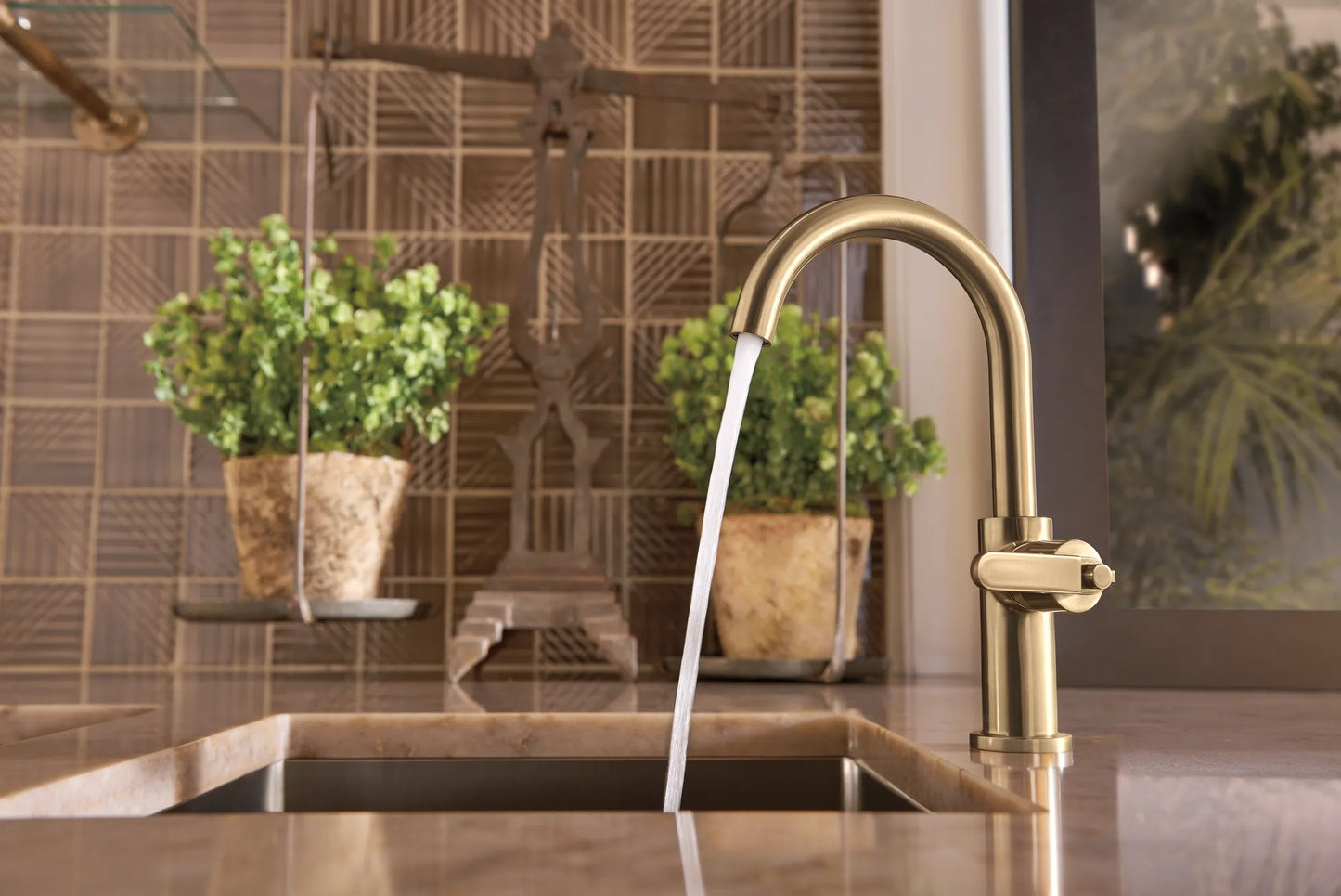 Brizo Litze Bar Faucet with Arc Spout and Industrial Handle Kit - 61044LF
