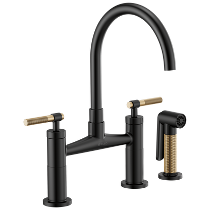 Brizo Litze Bridge Faucet with Arc Spout and Knurled Handle - 62543LF