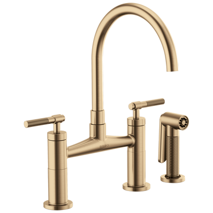 Brizo Litze Bridge Faucet with Arc Spout and Knurled Handle - 62543LF