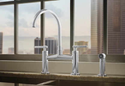 Brizo Litze Bridge Faucet with Arc Spout and Knurled Handle - 62543LF