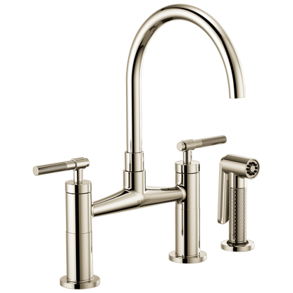 Brizo Litze Bridge Faucet with Arc Spout and Knurled Handle - 62543LF