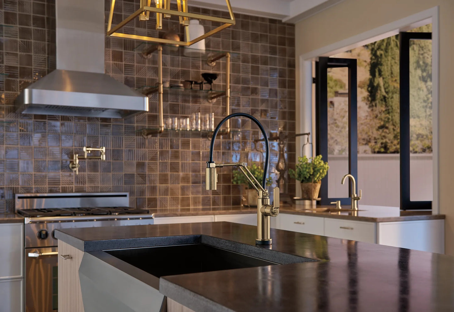 Brizo Litze Bar Faucet with Arc Spout and Industrial Handle Kit - 61044LF